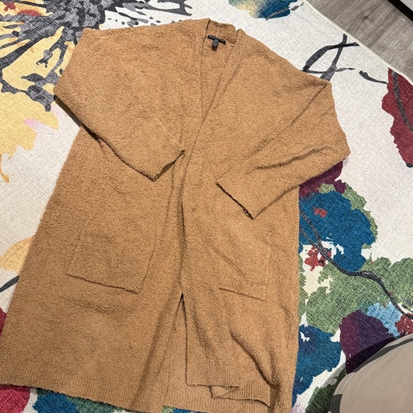Eileen fisher nubby boucle Cozy Brown Open-Front Cardigan large - Picture 3 of 4